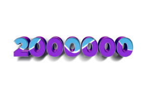 2000000 subscribers celebration greeting Number with blue purple design png