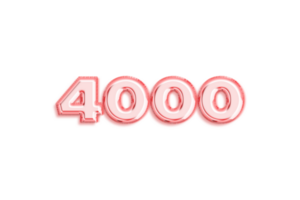 4000 subscribers celebration greeting Number with rose gold design png