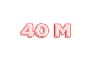 40 million les abonnés fête salutation nombre avec Rose or conception png