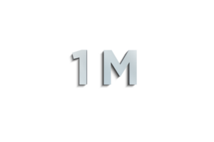 1 million subscribers celebration greeting Number with steel design png