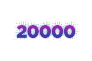 20000 suscriptores celebracion saludo número con púrpura brillante diseño png