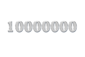 10000000 subscribers celebration greeting Number with glass design png