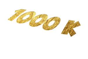 1000 k subscribers celebration greeting Number with golden paper design png