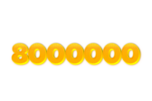 8000000 subscribers celebration greeting Number with yellow design png