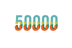 50000 suscriptores celebracion saludo número con tiras diseño png