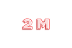 2 million subscribers celebration greeting Number with rose gold design png