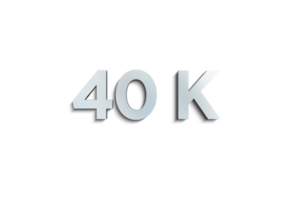 40 k subscribers celebration greeting Number with steel design png