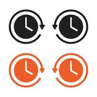 Duration icon, 24 hours, repeat, clockwise, counterclockwise icon set. vector