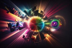 neon exploding into a kaleidoscope of colors intricate geometric fantasy pattern shapes illustration photo