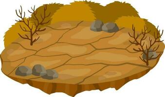 Dry land steppes and deserts. Dirt and dust. Brown floor. Cartoon illustration. Platform ground vector