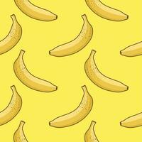 Exotic seamless pattern with yellow bananas on colorful background. colored Banana Seamless Pattern on Background Illustration vector