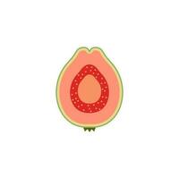 sliced guava flat design vector illustration. Vector illustration of tropical fruits in flat style.