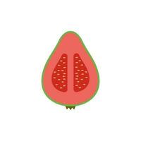 sliced guava flat design vector illustration. Vector illustration of tropical fruits in flat style.