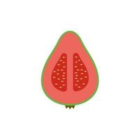 sliced guava flat design vector illustration. Vector illustration of tropical fruits in flat style.