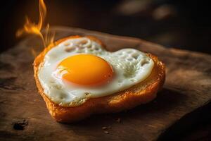 heart shaped fried egg illustration top view photo