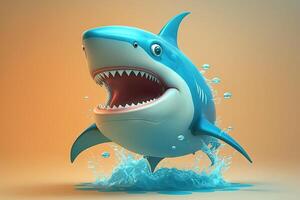 Laughing shark cartoon illustration photo