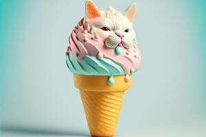 Cute ice cream cat shape ice cream illustration photo