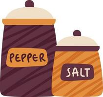 Pepper and salt shaker. Vector illustration in flat style.