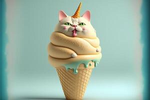 Cute ice cream cat shape ice cream illustration photo