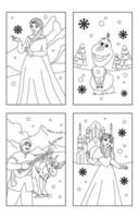 nieve princesa y amigos colorante paginas vector