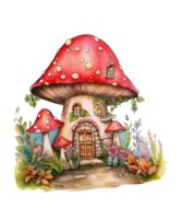 Watercolor Fairy Mushroom House png