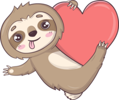 Cute sloth stickers Valentines day png