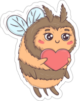 Valentine Bee Stickers heart collection png