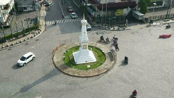 Timelapse aerial view of Tugu Jogja or Yogyakarta Monument, Indonesia. video