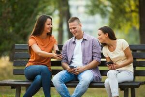 Friends spending time outdoors photo