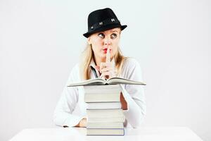 Portrait of a woman with books photo