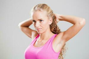 A woman doing exercises photo