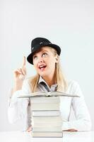 Portrait of a woman with books photo