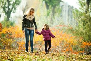 A mother with her daughter in the park photo