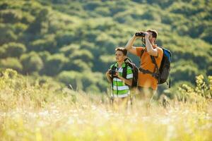 Father and son spending time outdoors photo