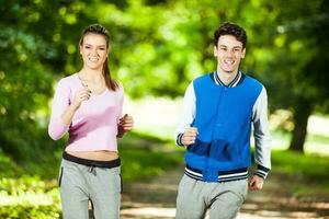 Friends doing physical exercises photo