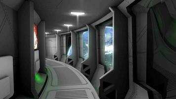 Spaceship corridor scene video