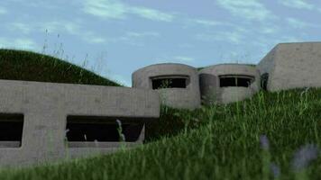 Abandoned war bunker pill 3d rendering. video