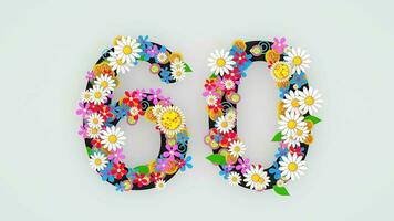Numerical digit floral animation, 60. video