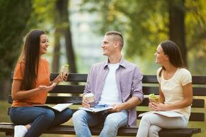 Friends spending time outdoors photo