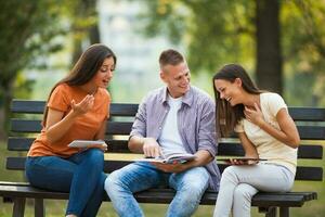 Friends spending time outdoors photo