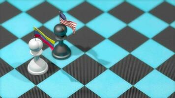 Chess Pawn with country flag, Venezuela, United States. video