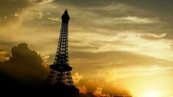 Eiffel tower over sunset video