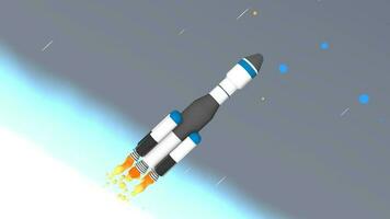 Space rocket stages separation animation. video