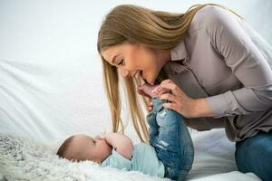 A woman with her baby photo