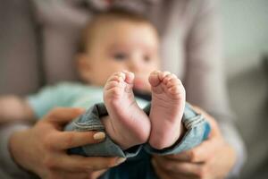 Baby feet close-up photo