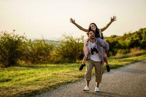 Couple spending time outdoors photo