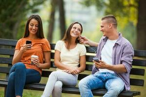 Friends spending time outdoors photo