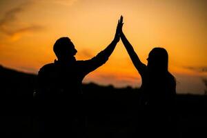 Couple spending time outdoors photo