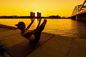 A woman doing physical exercises photo