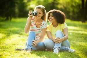 Friends spending time outdoors photo